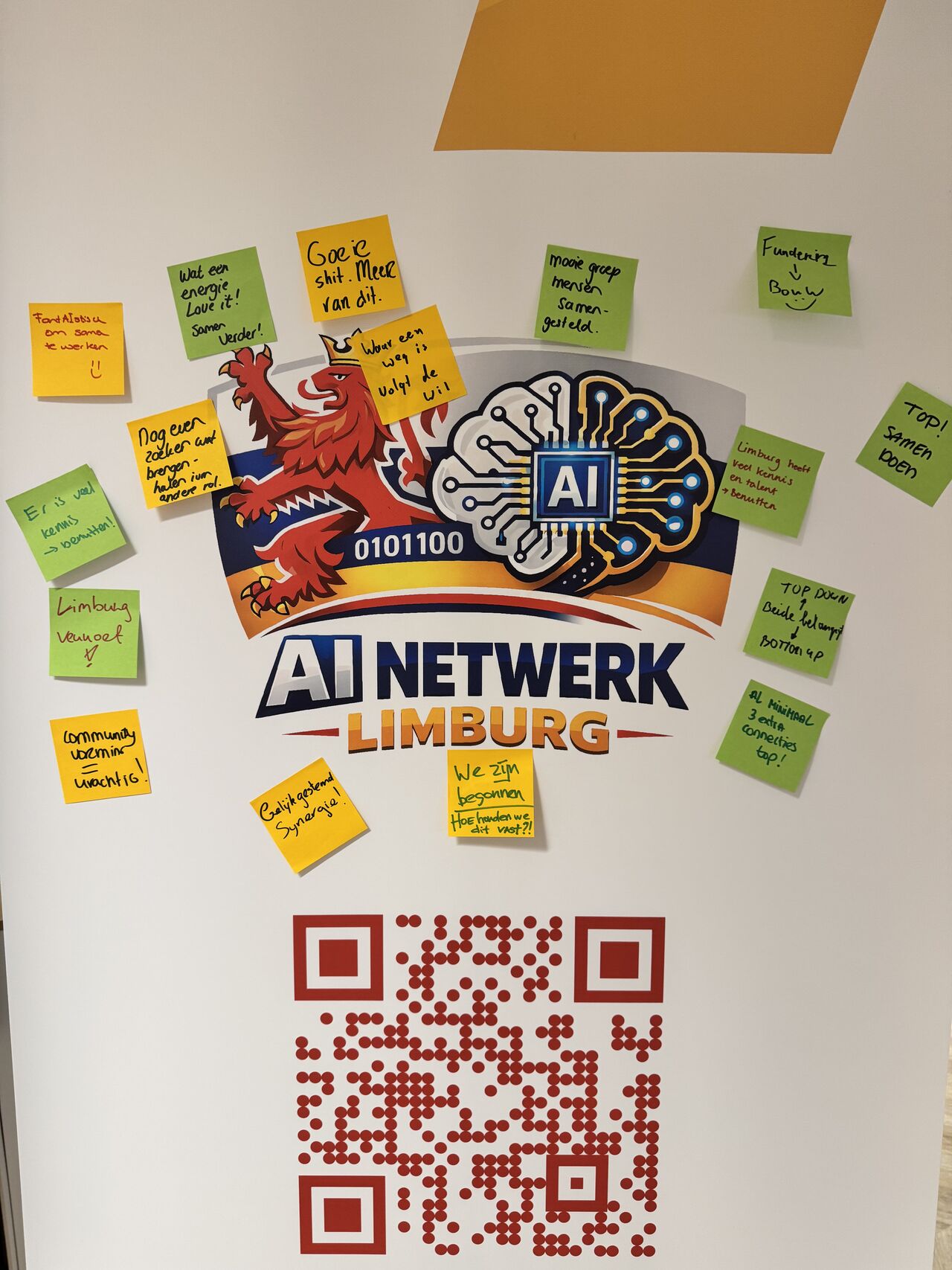 Post-its op de AI Netwerk Limburg poster